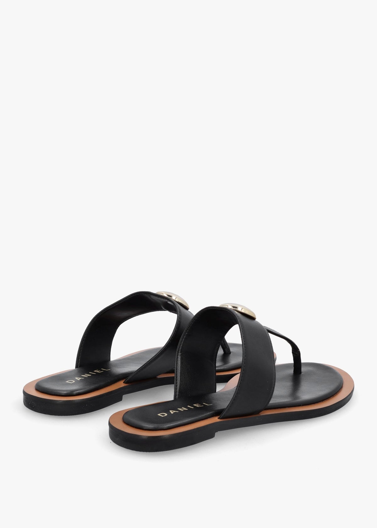 Costly Black Leather Toe Post Sandals