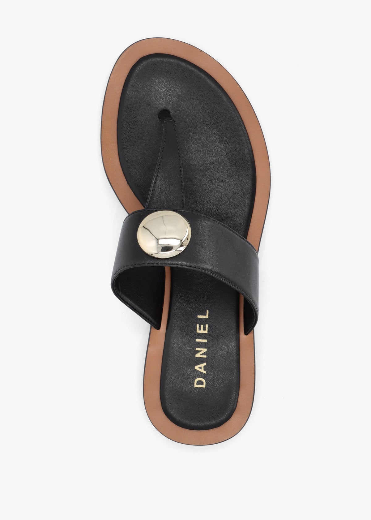 Costly Black Leather Toe Post Sandals