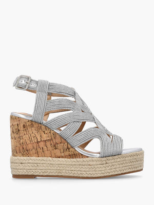 Yope Silver Rope High Wedge Espadrille Sandals