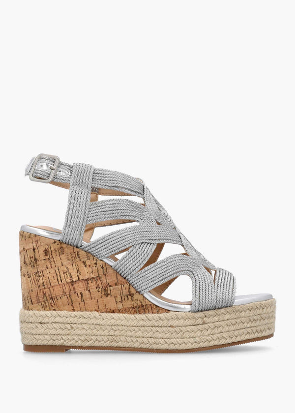 Yope Silver Rope High Wedge Espadrille Sandals