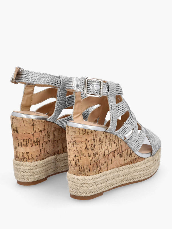 Yope Silver Rope High Wedge Espadrille Sandals