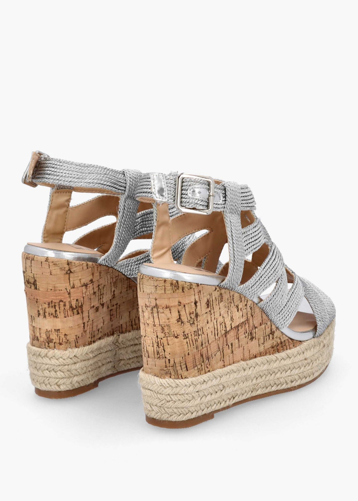 Yope Silver Rope High Wedge Espadrille Sandals