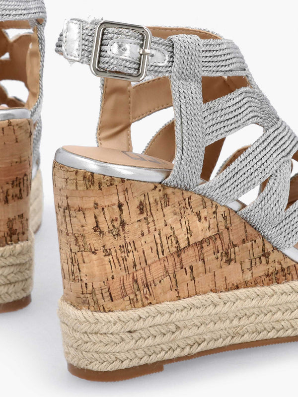 Yope Silver Rope High Wedge Espadrille Sandals