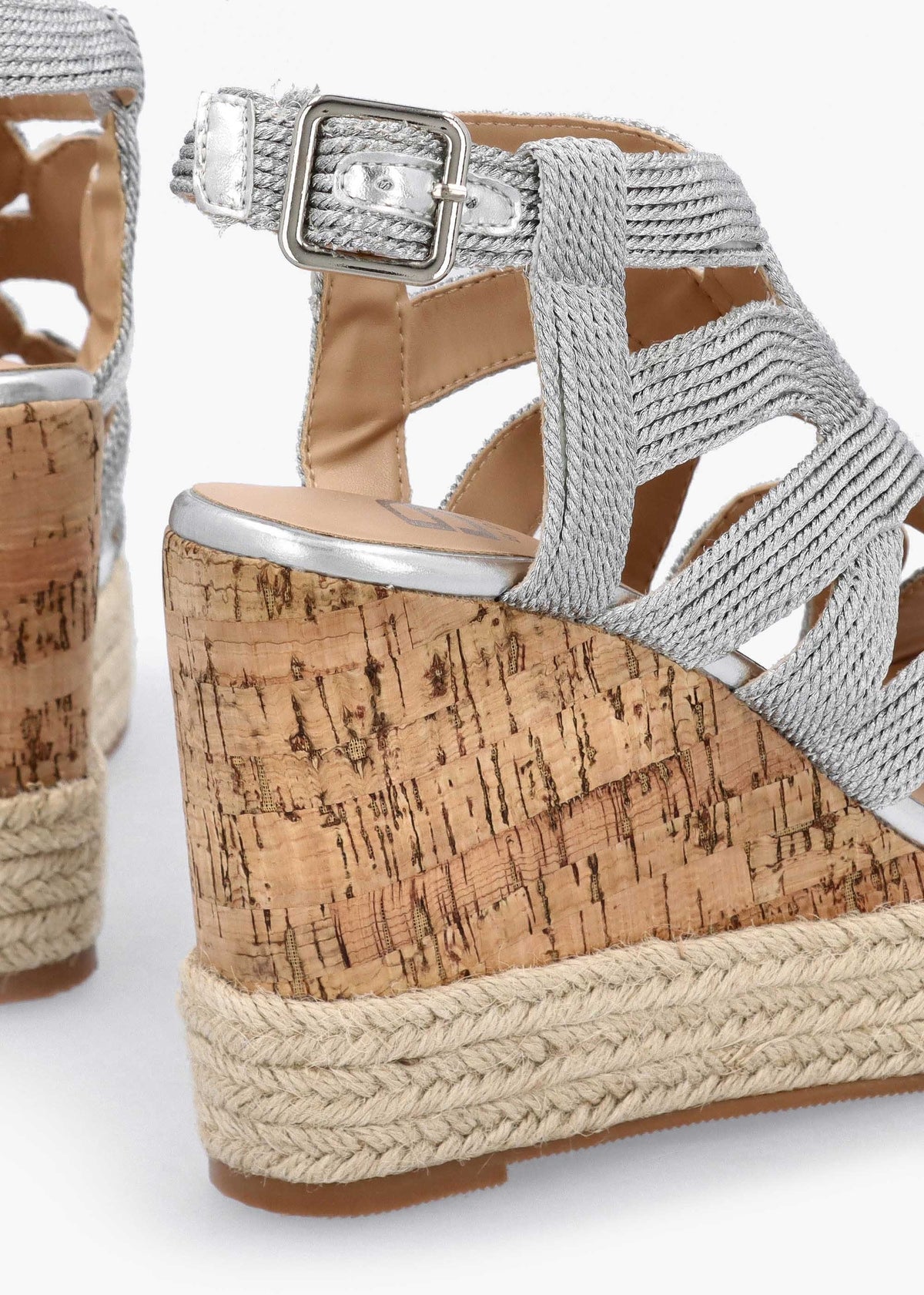 Yope Silver Rope High Wedge Espadrille Sandals
