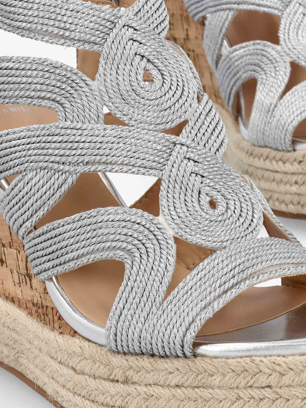 Yope Silver Rope High Wedge Espadrille Sandals
