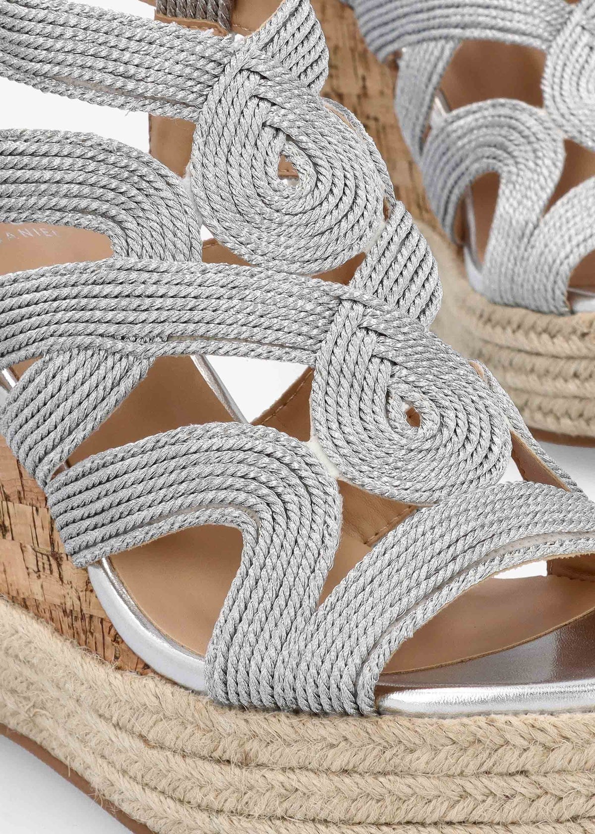Yope Silver Rope High Wedge Espadrille Sandals