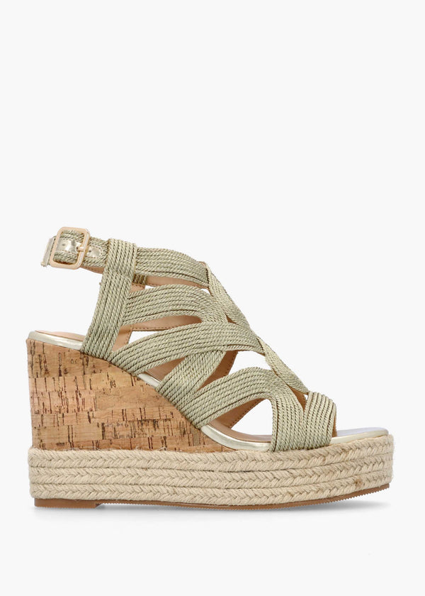 Yope Gold Rope High Wedge Espadrille Sandals