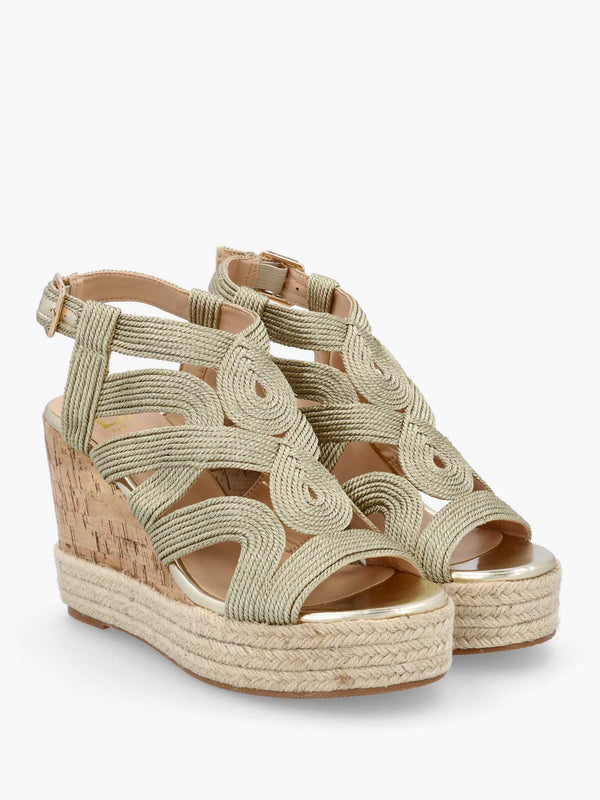 Yope Gold Rope High Wedge Espadrille Sandals