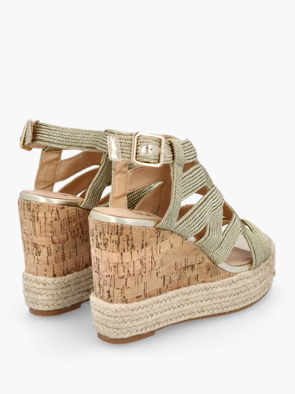Yope Gold Rope High Wedge Espadrille Sandals