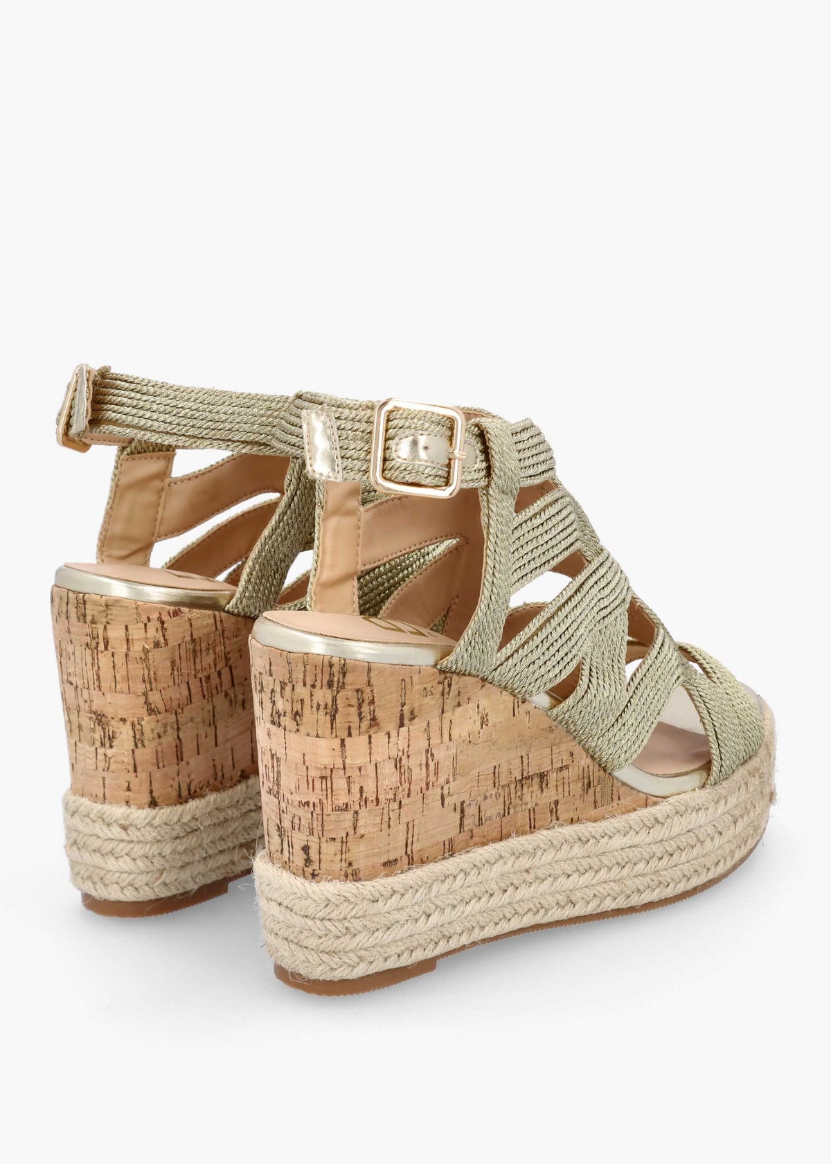 Yope Gold Rope High Wedge Espadrille Sandals