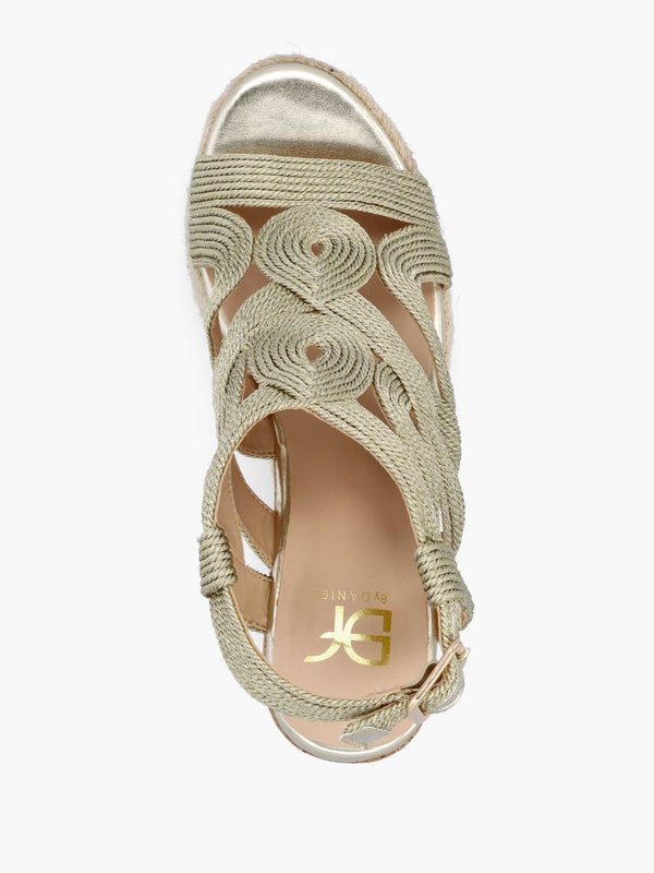 Yope Gold Rope High Wedge Espadrille Sandals