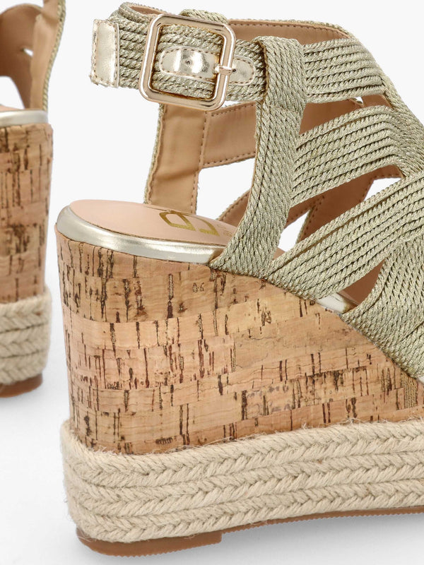 Yope Gold Rope High Wedge Espadrille Sandals