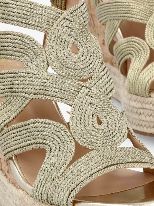 Yope Gold Rope High Wedge Espadrille Sandals