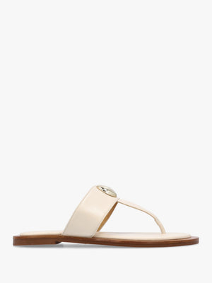 Costly Cream Leather Toe Post Sandals