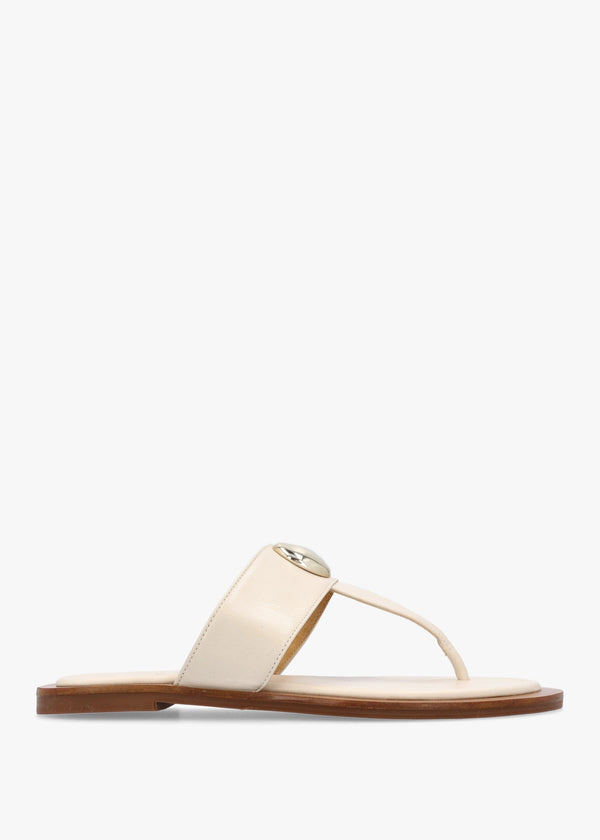 Costly Cream Leather Toe Post Sandals