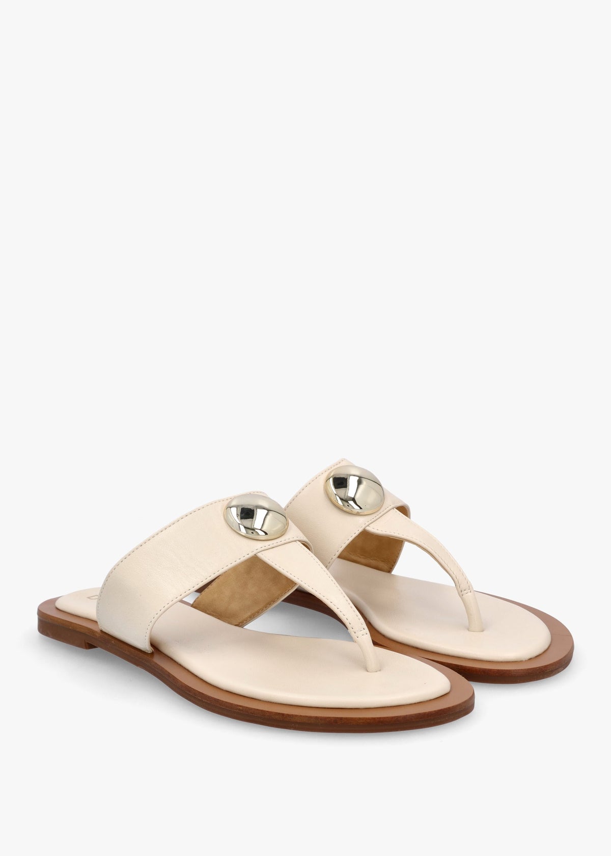 Costly Cream Leather Toe Post Sandals