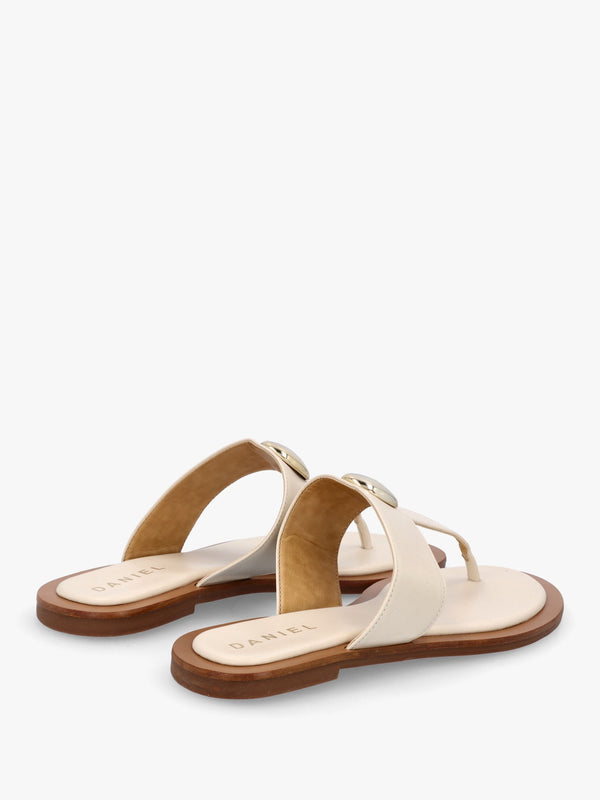 Costly Cream Leather Toe Post Sandals