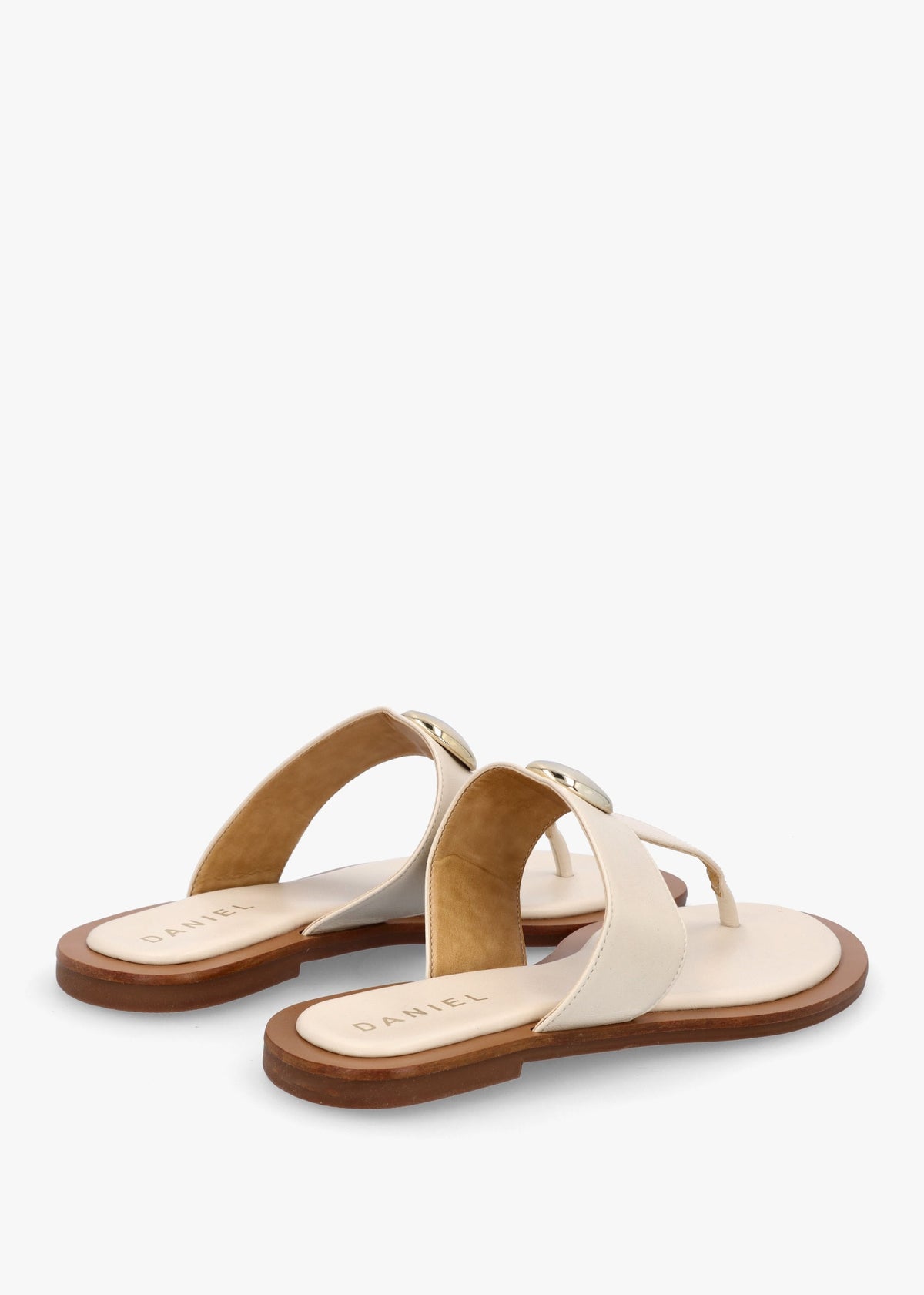 Costly Cream Leather Toe Post Sandals