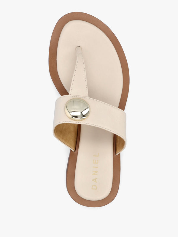 Costly Cream Leather Toe Post Sandals
