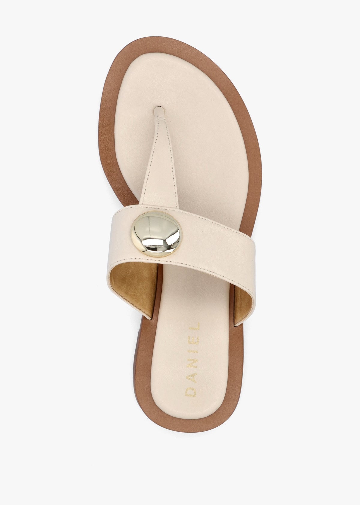 Costly Cream Leather Toe Post Sandals