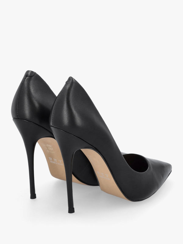 Comix Black Leather High Stiletto Court Shoes