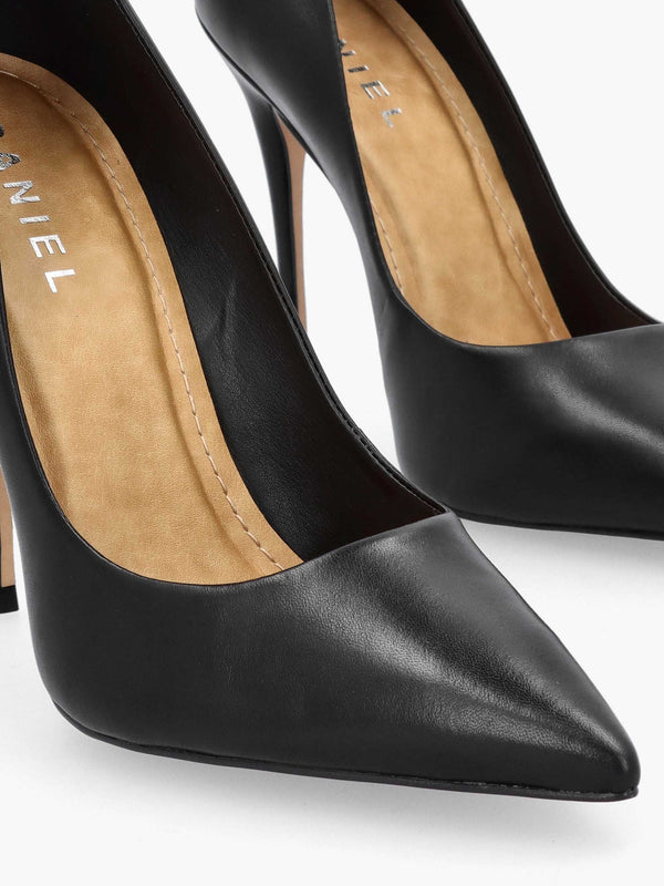 Comix Black Leather High Stiletto Court Shoes