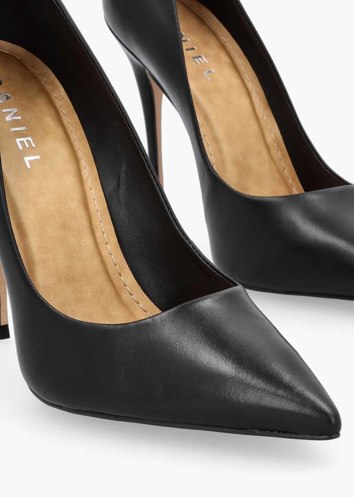 Comix Black Leather High Stiletto Court Shoes