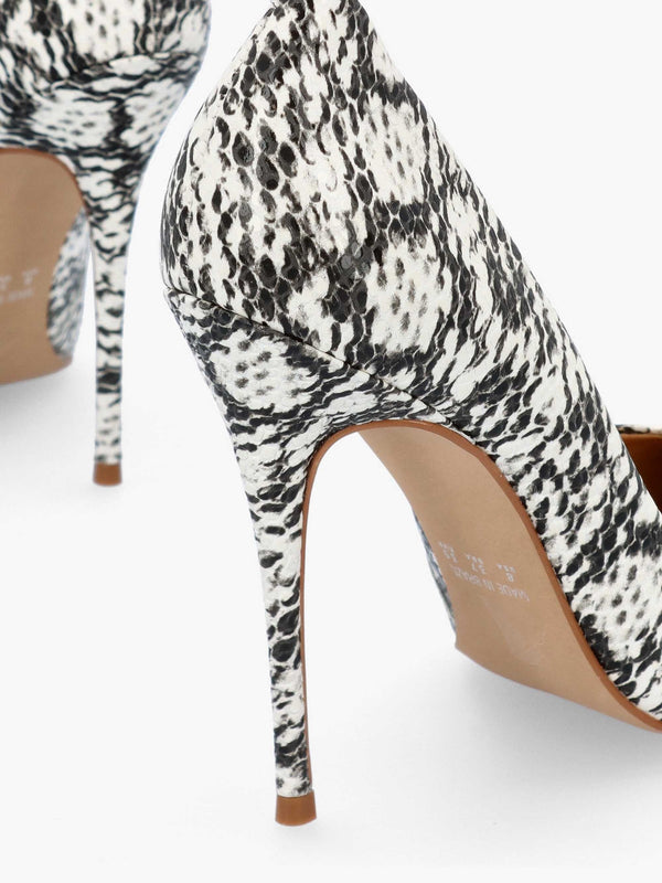 Comix Beige Reptile Leather High Stiletto Court Shoes