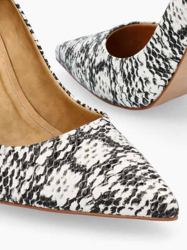 Comix Beige Reptile Leather High Stiletto Court Shoes
