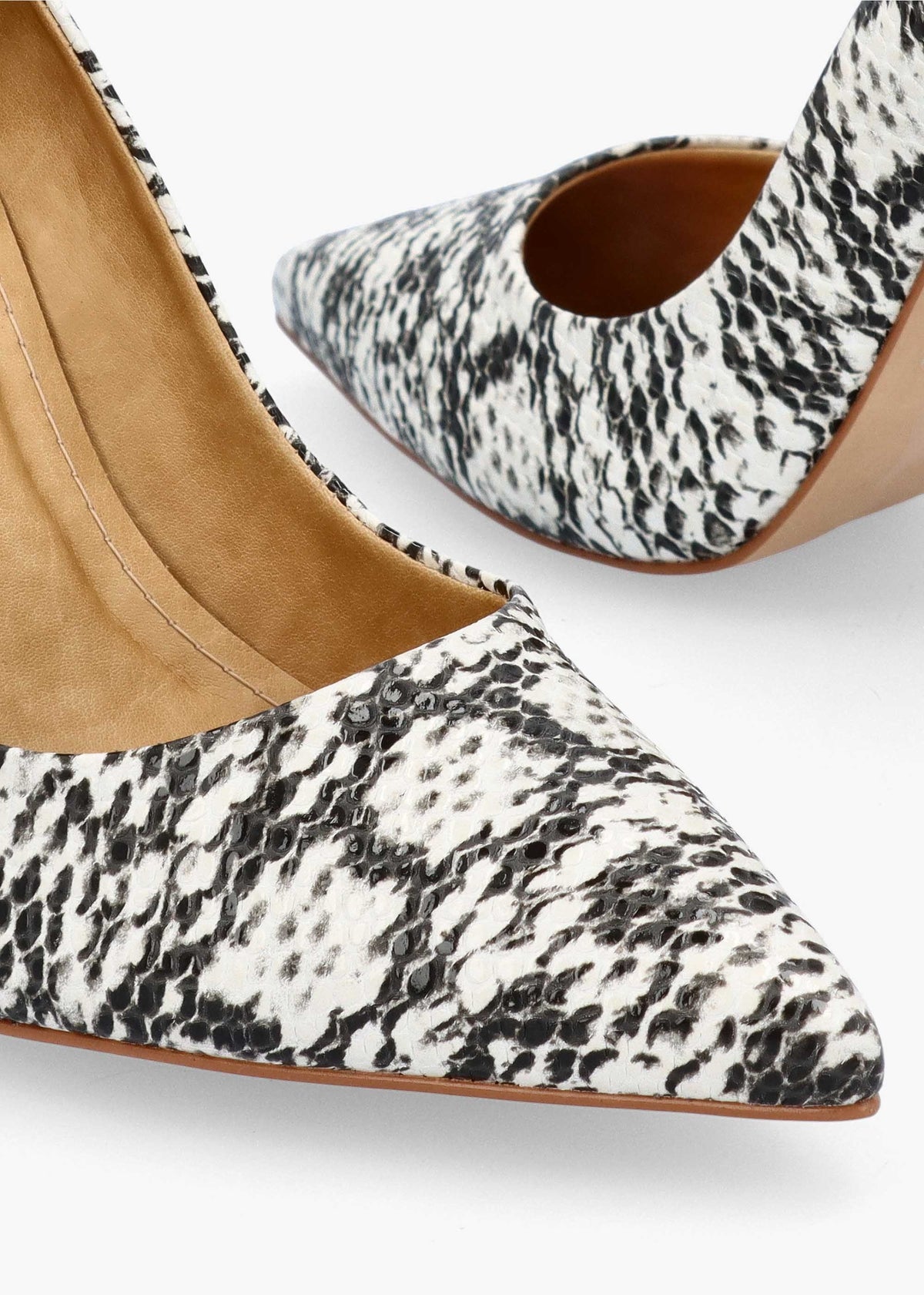 Comix Beige Reptile Leather High Stiletto Court Shoes
