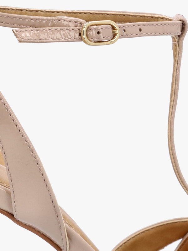 Civil Nude Patent Leather T Bar Stiletto Heel Sandals