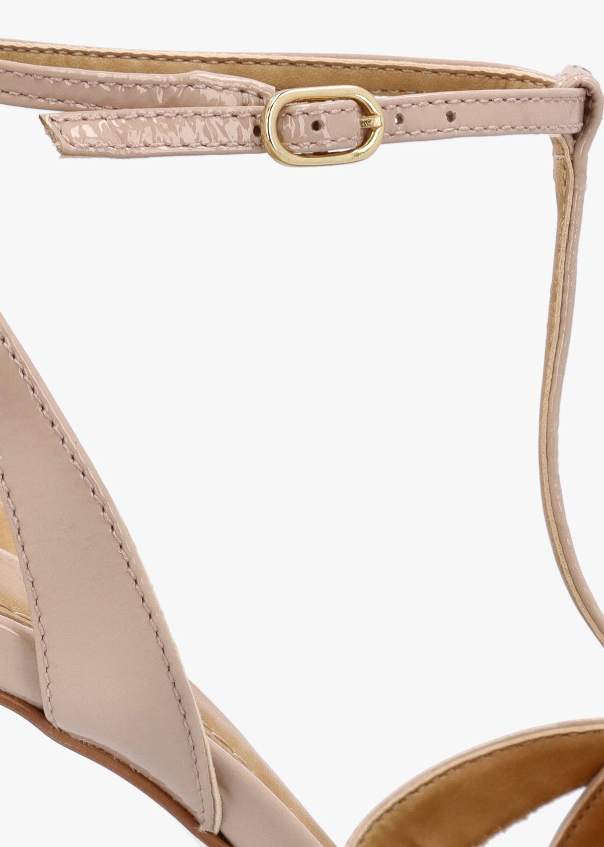 Civil Nude Patent Leather T Bar Stiletto Heel Sandals