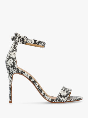 Carely Beige Reptile Leather Stiletto Heel Sandals