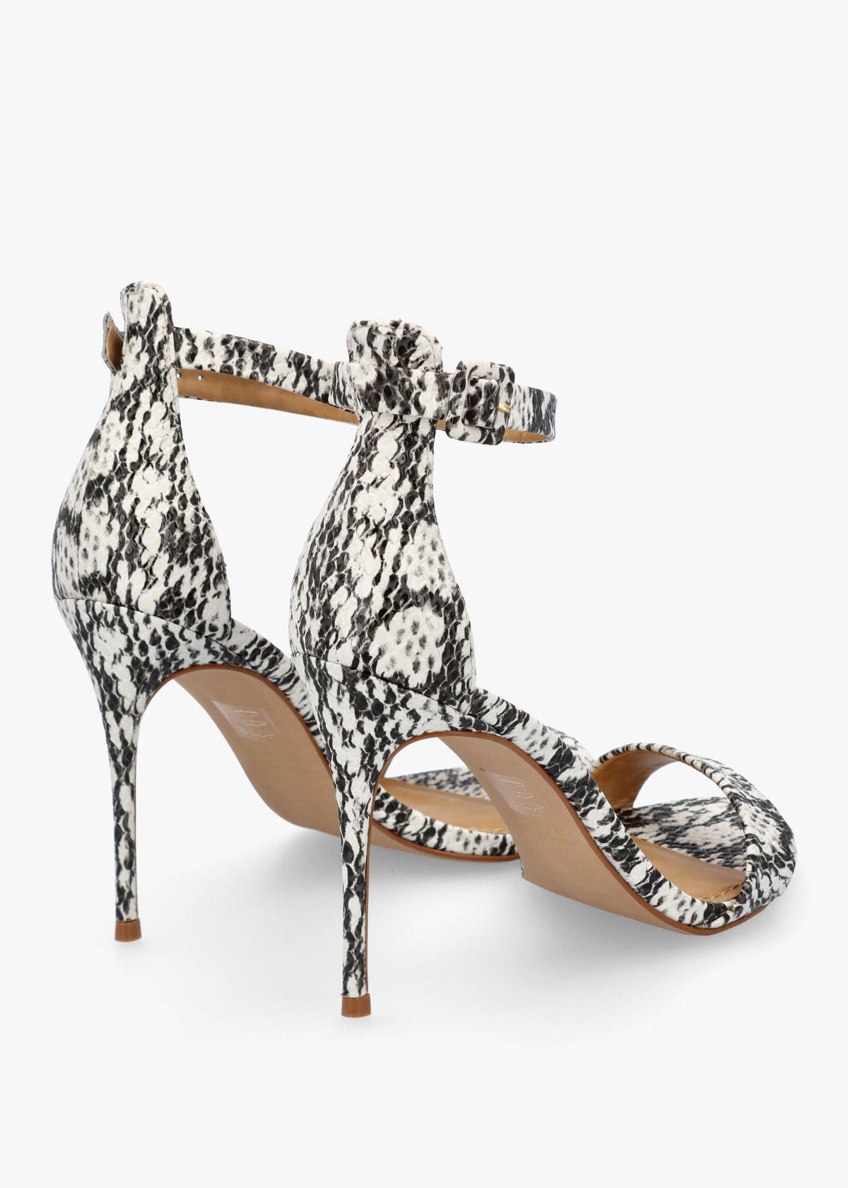 Carely Beige Reptile Leather Stiletto Heel Sandals