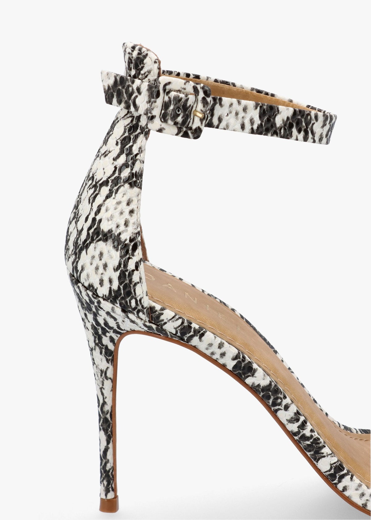 Carely Beige Reptile Leather Stiletto Heel Sandals