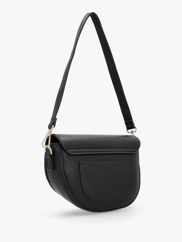 Piper Asymmetric Flap Nero Cross-Body Bag