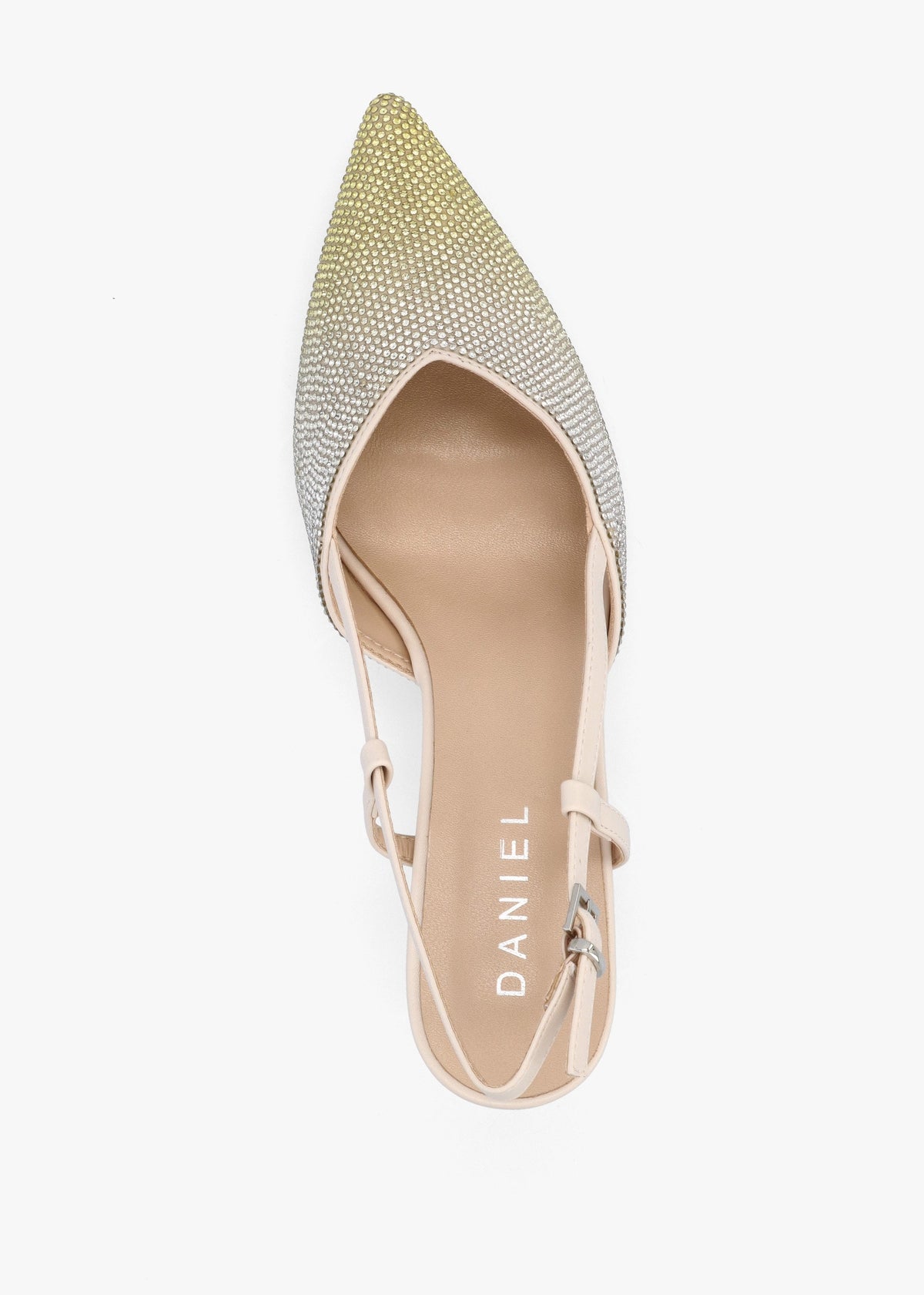 Icamila Cream Diamante Mid Heel Sling Backs