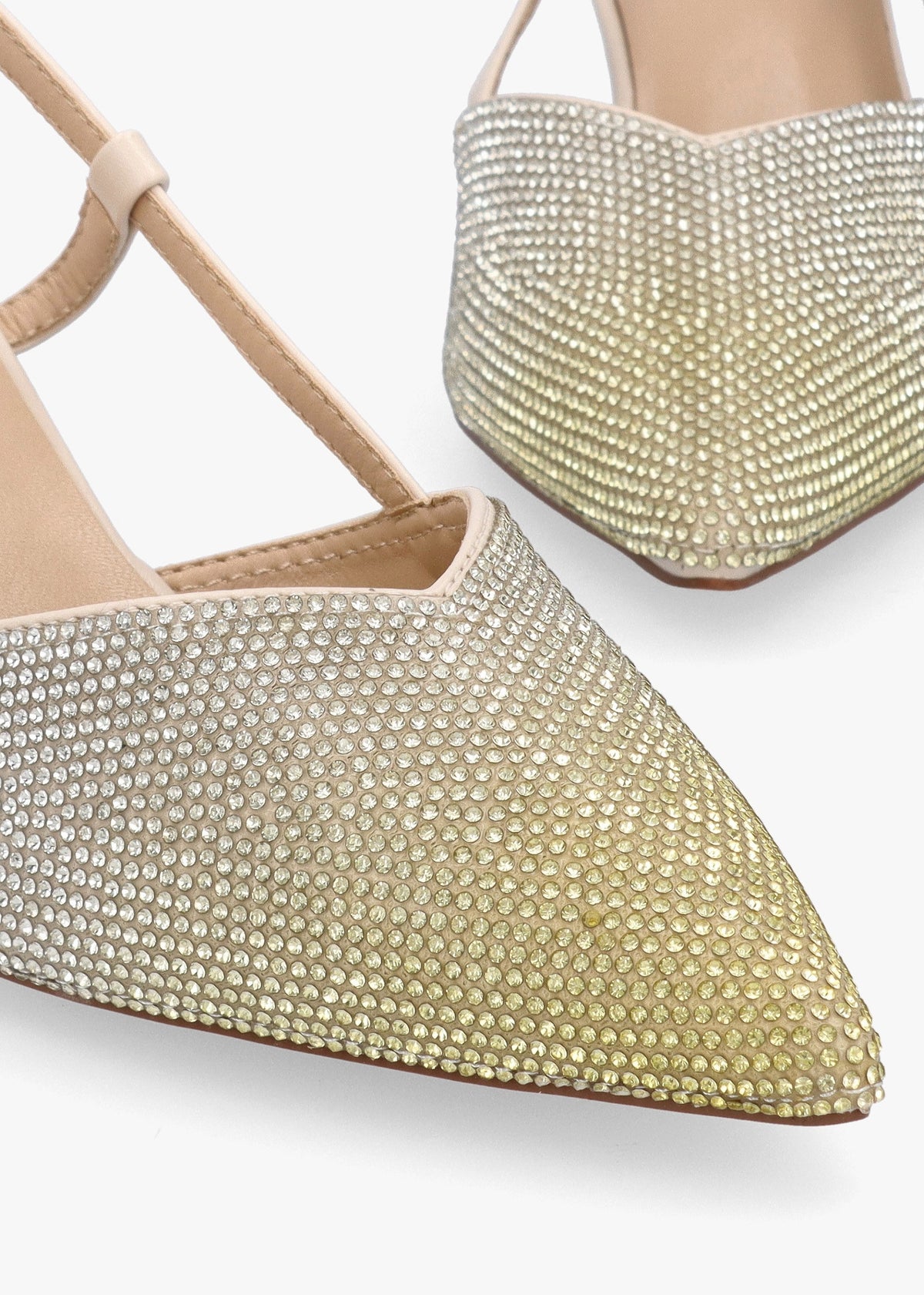 Icamila Cream Diamante Mid Heel Sling Backs