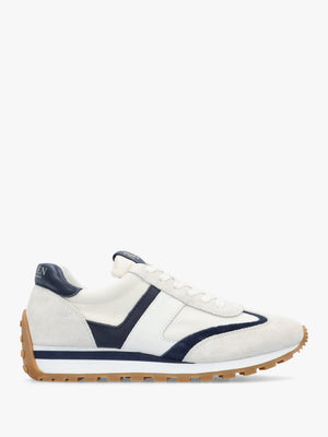 Dani Snow White & Navy Leather & Suede Trainers