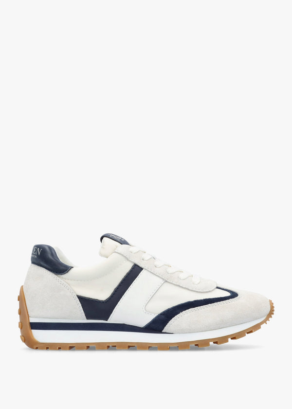 Dani Snow White & Navy Leather & Suede Trainers