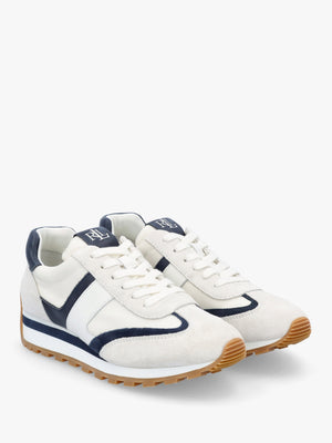 Dani Snow White & Navy Leather & Suede Trainers