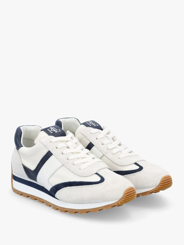Dani Snow White & Navy Leather & Suede Trainers