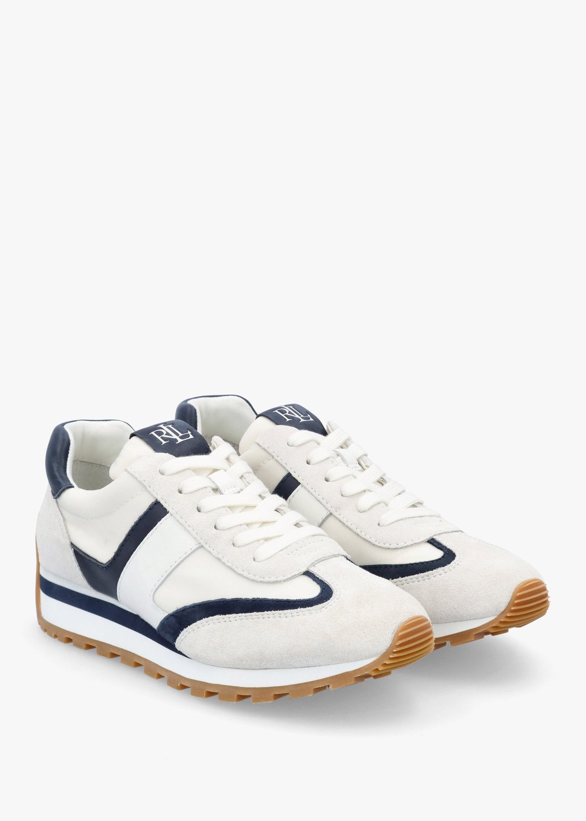 Dani Snow White & Navy Leather & Suede Trainers