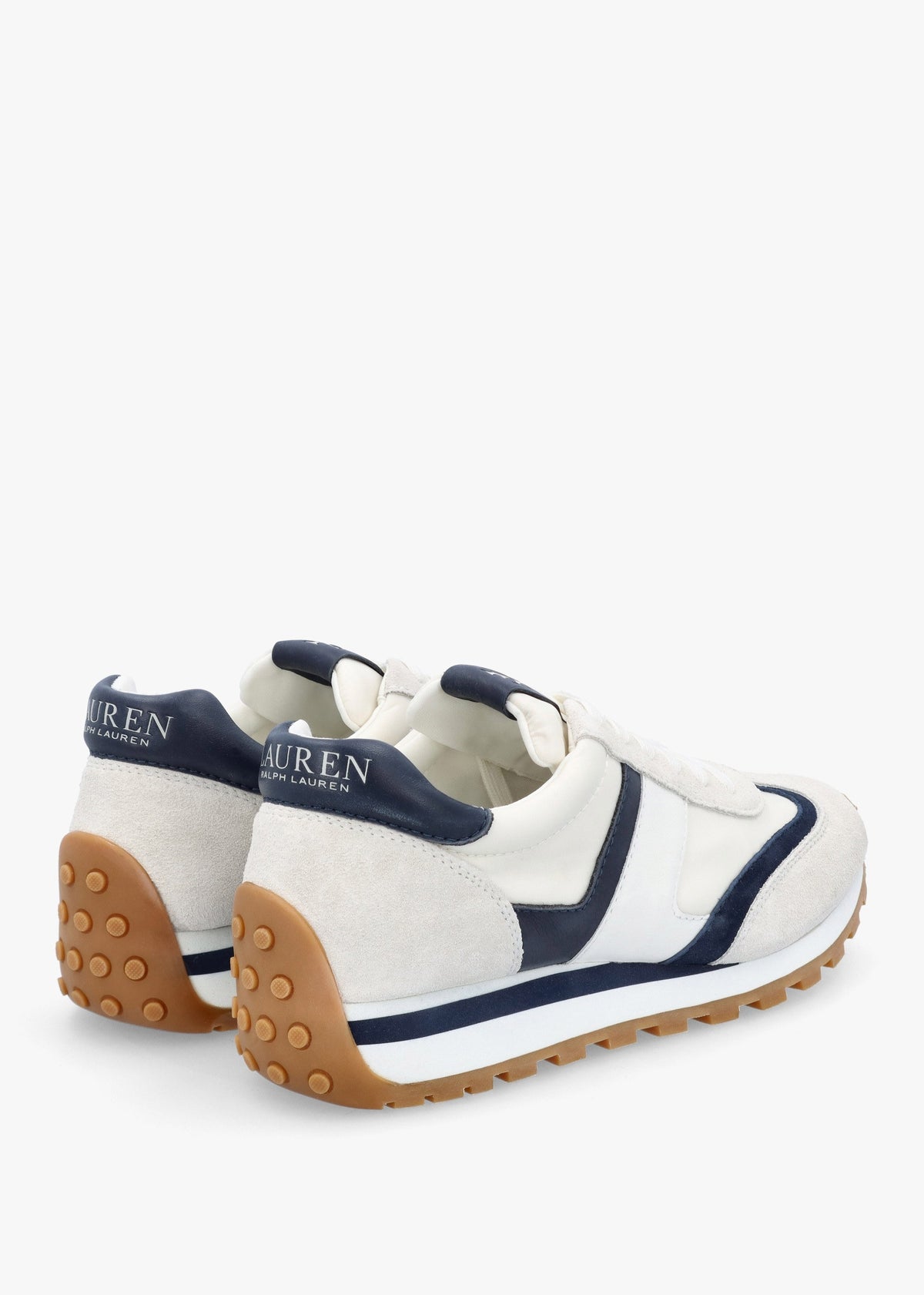 Dani Snow White & Navy Leather & Suede Trainers