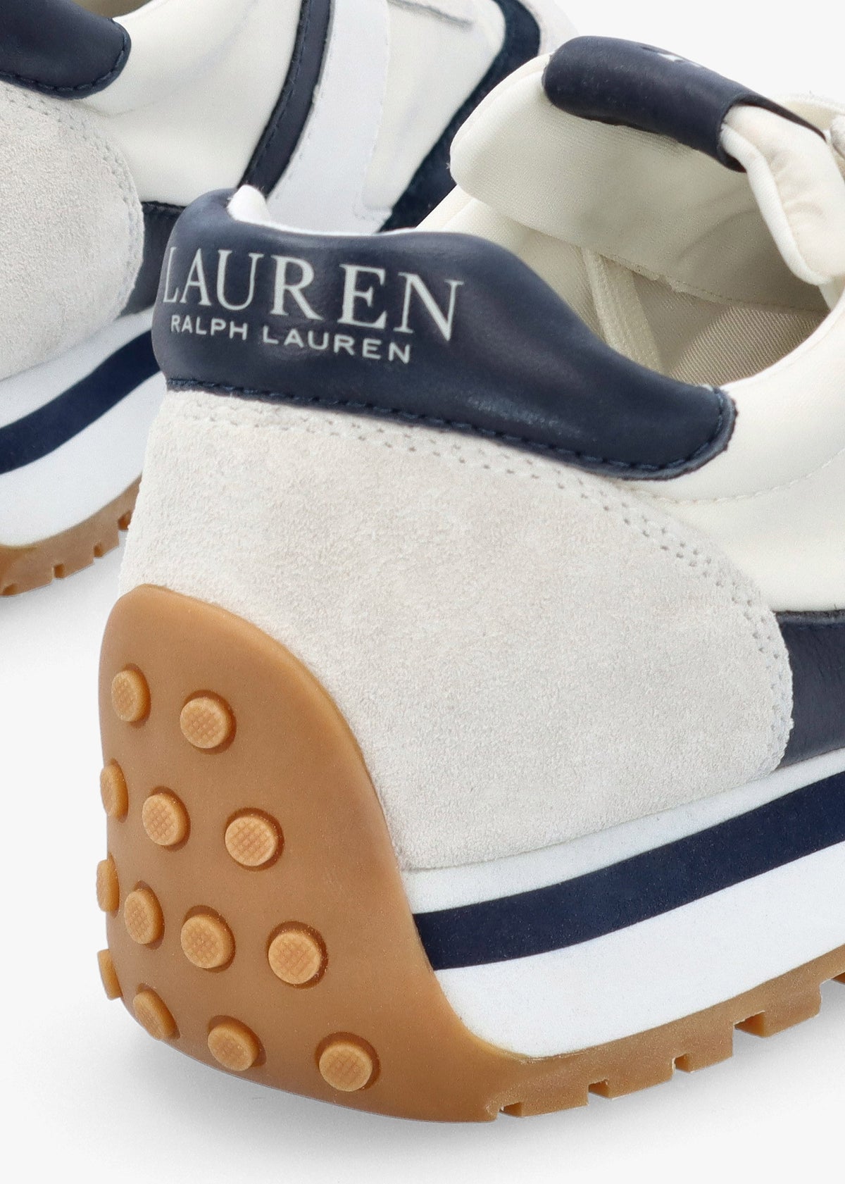 Dani Snow White & Navy Leather & Suede Trainers