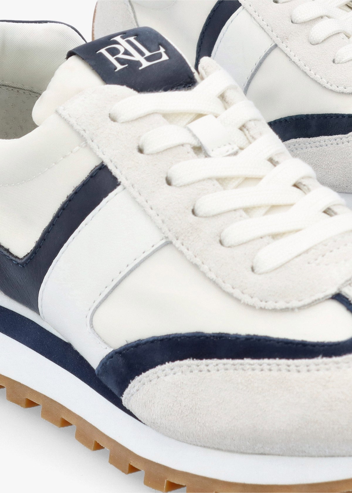 Dani Snow White & Navy Leather & Suede Trainers