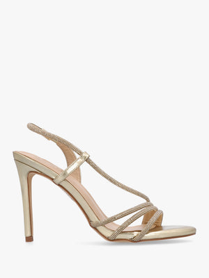 Ichelly Gold Metallic Diamante Strap High Heel Sandals