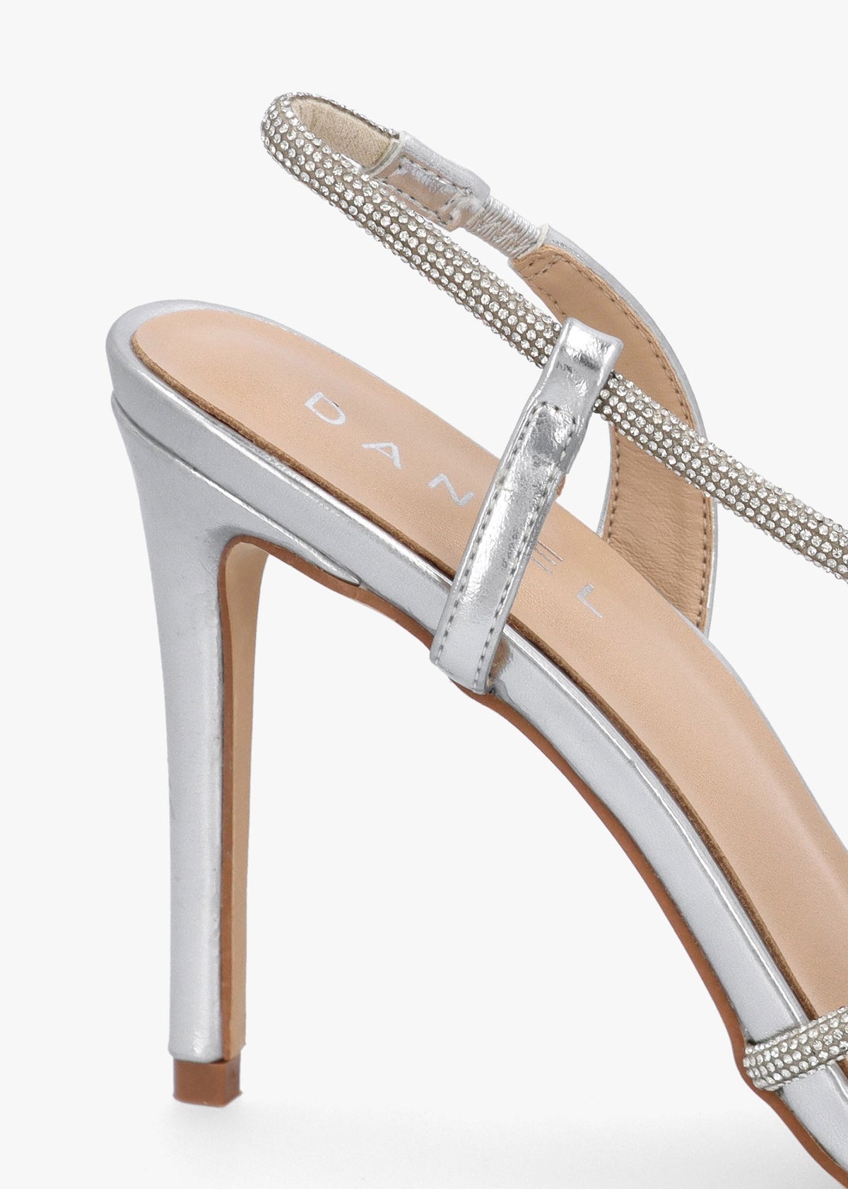 Ichelly Silver Metallic Diamante Strap High Heel Sandals