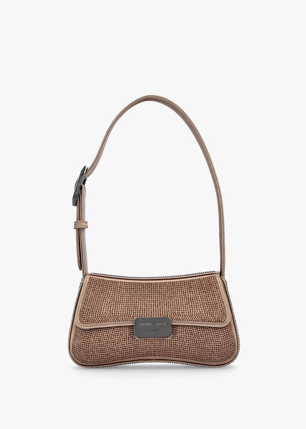 Diamante Satin Bronze Evening Bag
