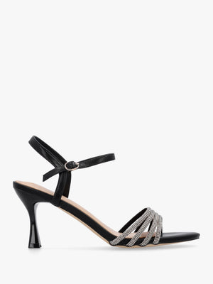 Icris Black Strappy Mid Heel Sandals